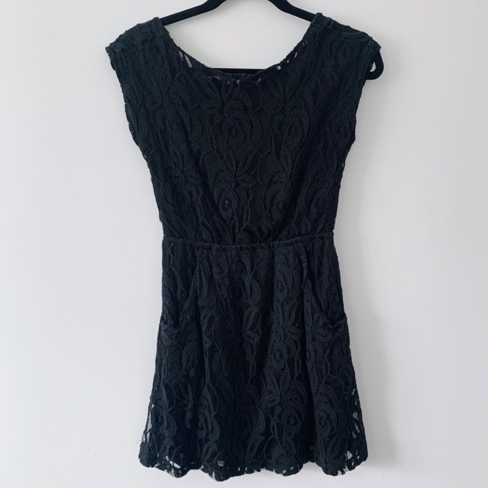 🟢 Fire Los Angeles Black Lace Mini Dress